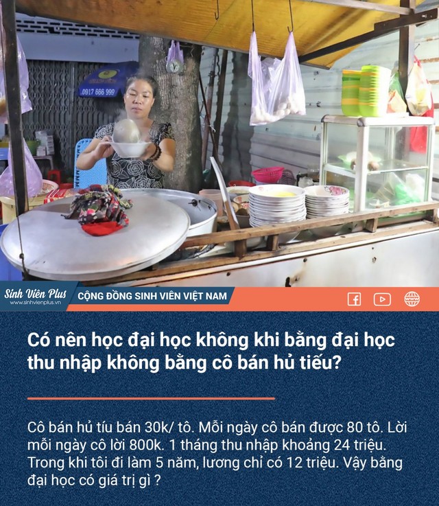 Cư dân mạng tranh cãi chuyện có nên vào đại học khi lương cử nhân chẳng bằng cô bán hủ tiếu: Nghề nào cũng có nỗi khổ, quan trọng là bạn cố gắng đến đâu - Ảnh 1.