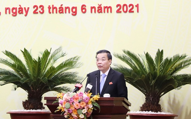 Chủ tịch UBND TP Chu Ngọc Anh phát biểu tại kỳ họp  (Ảnh: hanoi.gov.vn)