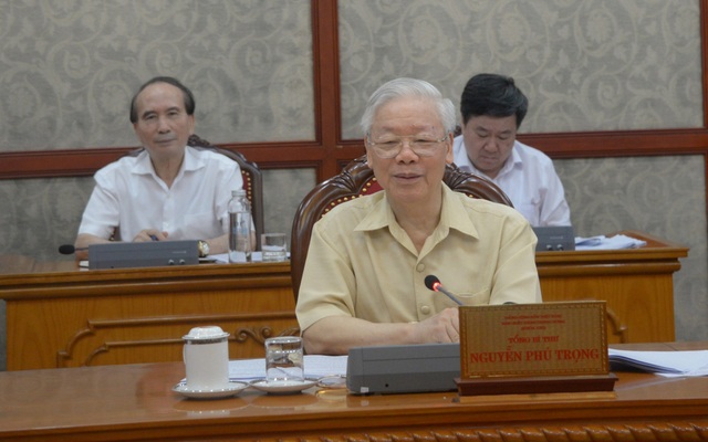 Tổng Bí thư Nguyễn Phú Trọng phát biểu kết luận cuộc họp - Ảnh: VOV