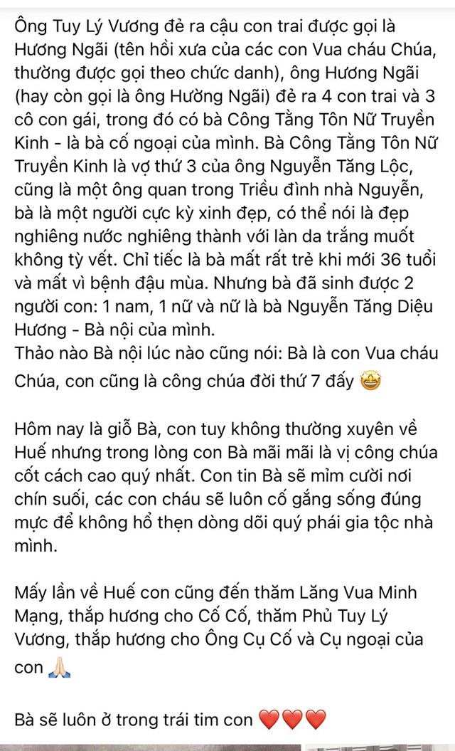  Hoa hậu Hà Kiều Anh hé lộ gia thế khủng: Là công chúa đời thứ 7, cháu vua chúa, Hà Tăng và dàn sao thốt lên điều này  - Ảnh 2.