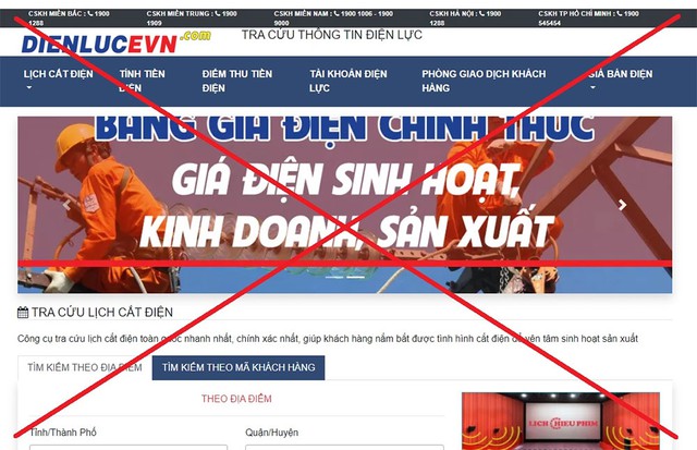 Xuất hiện website giả mạo EVN - Ảnh 1.