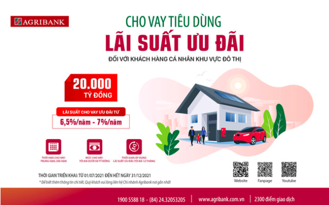 Agribank dành 20.000 tỷ đồng vốn cho vay tiêu dùng lãi suất ưu đãi đối với khách hàng cá nhân khu vực đô thị