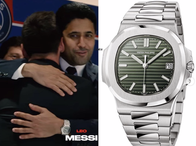 Messi đeo đồng hồ Rolex 27.000 USD ra mắt PSG nhưng chiếc Patek Philippe của Chủ tịch Nasser Al-Khelaifi mới khiến người ta trầm trồ - Ảnh 2.