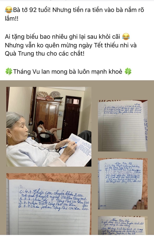 Cụ bà 92 tuổi minh mẫn quản lý tiền bạc rất cẩn thận khoản nào ra khoản đấy khiến cộng đồng mạng nể phục - Ảnh 1.