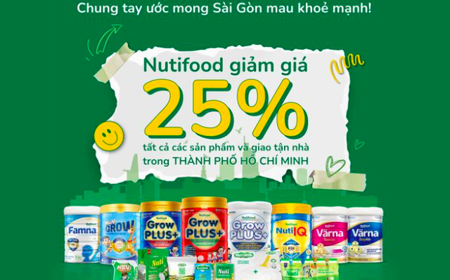 Nutifood giảm 25% giá sữa hỗ trợ người tiêu dùng mùa dịch, giao hàng tận nơi