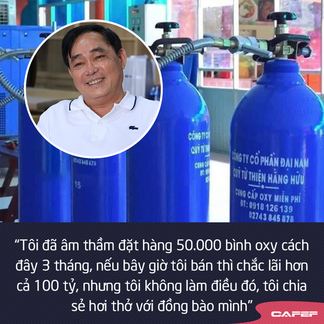 Doanh nhân Huỳnh Uy Dũng: Tôi âm thầm đặt hàng 50.000 bình oxy cách đây 3 tháng, nếu bán có khi lãi cả trăm tỷ, nhưng tôi không làm điều đó, tôi chia sẻ hơi thở với đồng bào mình - Ảnh 1.
