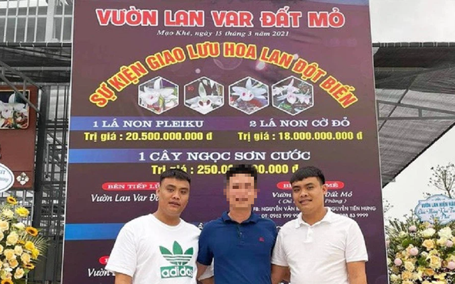 Hai anh em song sinh Giang, Thanh nổi tiếng với thương vụ mua bán lan hàng trăm tỷ. Ảnh: TĐ.