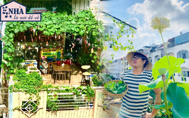 Khu vườn sân thượng 20m2 xanh mướt của chàng trai Sài Gòn: Có đủ rau xanh, hoa tươi, chủ nhân thưởng trà, nuôi chim quá nên thơ