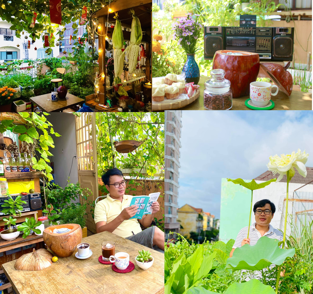 Khu vườn sân thượng 20m2 xanh mướt của chàng trai Sài Gòn: Có đủ rau xanh, hoa tươi, chủ nhân thưởng trà, nuôi chim quá nên thơ - Ảnh 11.