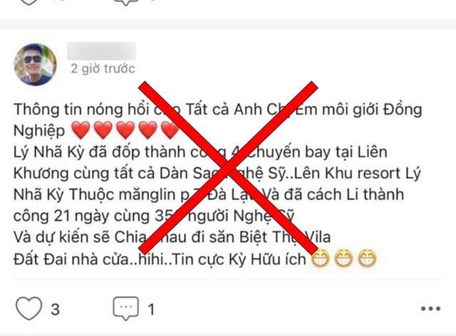 Tin giả môi giới đăng tải trên mạng xã hội.