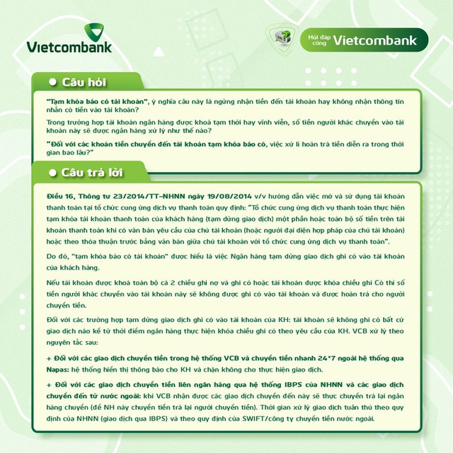 Vietcombank chính thức giải đáp về thuật ngữ Tạm khóa báo có đang được quan tâm nhất hiện nay - Ảnh 1.