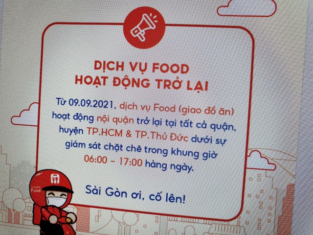 Grab, ShopeeFood mở lại dịch vụ giao đồ ăn tại TP.HCM - Ảnh 1.