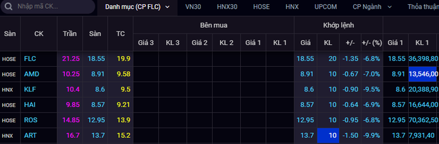 ROS chồng chất bán sàn gần 13% lượng cổ phần đang lưu hành, loạt cổ phiếu họ FLC giảm sàn trắng bên mua - Ảnh 1.