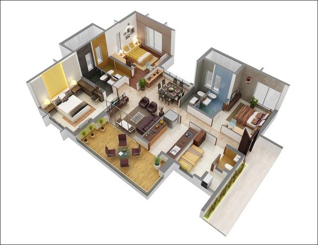 8 mẫu bản vẽ thiết kế căn hộ 3 phòng ngủ siêu thông minh để đáp ứng nhu cầu sinh hoạt của gia đình nhiều thế hệ - Ảnh 1.