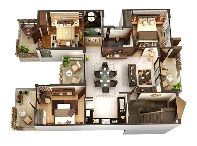 8 mẫu bản vẽ thiết kế căn hộ 3 phòng ngủ siêu thông minh để đáp ứng nhu cầu sinh hoạt của gia đình nhiều thế hệ - Ảnh 7.