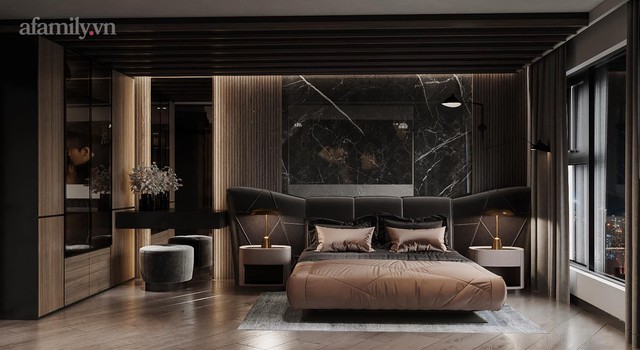 Căn hộ duplex của nữ CEO 9x ở Hà Nội: Bao trọn view sông Hồng, thiết kế luxury hiện đại tone chủ đạo nâu đen cực huyền bí - Ảnh 5.