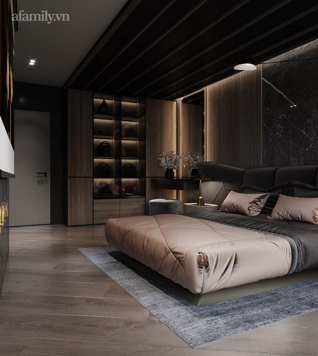 Căn hộ duplex của nữ CEO 9x ở Hà Nội: Bao trọn view sông Hồng, thiết kế luxury hiện đại tone chủ đạo nâu đen cực huyền bí - Ảnh 10.