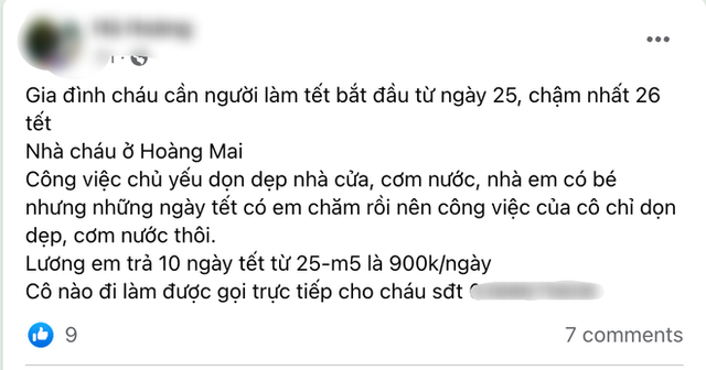 Đau đầu chuyện giúp việc ngày Tết: Trả 800k - 1,5 triệu đồng vẫn khó tìm người, lao công dọn nhà đắt sô kiếm tiền triệu mỗi ngày - Ảnh 2.