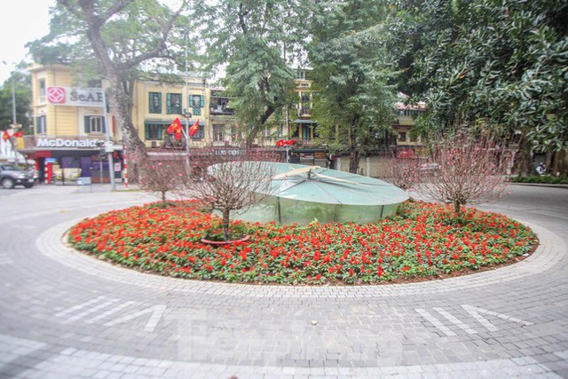  Đào bung sắc bên thảm hoa rực rỡ quanh Hồ Gươm đón Tết Nhâm Dần 2022  - Ảnh 9.