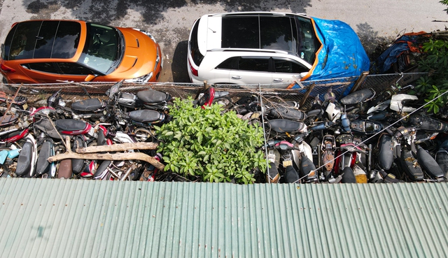 Ảnh, clip: Hàng nghìn chiếc xe máy phơi nắng, dây leo quấn chằng chịt tại bãi trông giữ xe vi phạm ở Hà Nội - Ảnh 6.