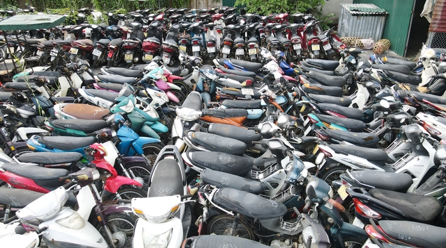 Ảnh, clip: Hàng nghìn chiếc xe máy phơi nắng, dây leo quấn chằng chịt tại bãi trông giữ xe vi phạm ở Hà Nội - Ảnh 5.