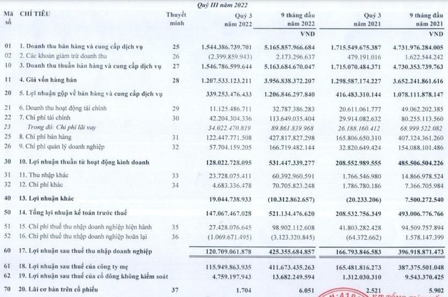 Rót thêm tiền đầu tư chứng khoán, một doanh nghiệp gỗ báo lãi quý 3/2022 giảm 29% - Ảnh 1.