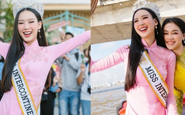 Bảo Ngọc khoe nhan sắc rạng rỡ, di chuyển bằng ghe về quê sau 1 tháng đăng quang Miss Intercontinental
