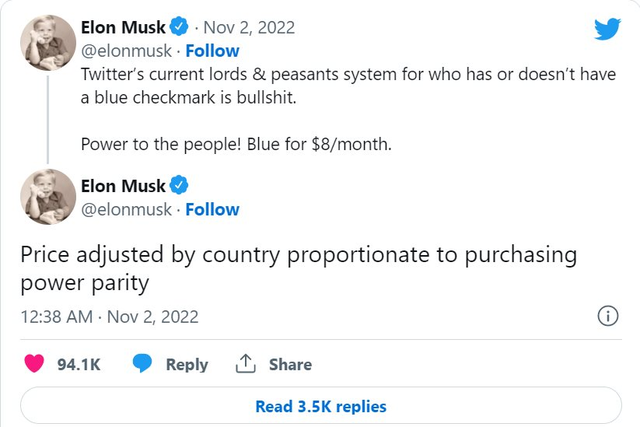 Ông hoàng chơi sốc Elon Musk: chốt thu phí tài khoản tick xanh Twitter 8 USD/tháng - Ảnh 1.