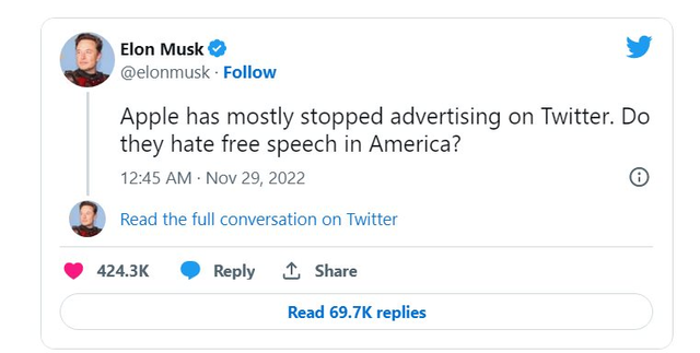 Sai lầm chí mạng của Elon Musk: Đụng vào tổ kiến lửa Apple, nguy cơ khiến Twitter bị bay màu khỏi 1,5 tỷ thiết bị trên toàn thế giới - Ảnh 1.