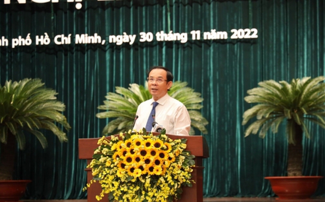 Bí thư Thành ủy TP.HCM Nguyễn Văn Nên phát biểu tại Hội nghị - Ảnh: TTBC.