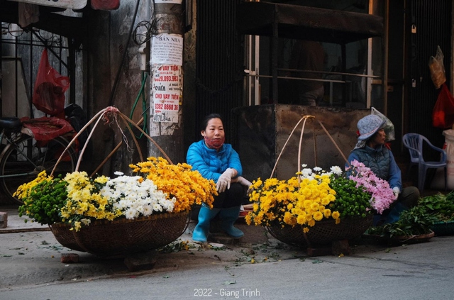 Phố phường Hà Nội rực rỡ sắc màu với những gánh hàng hoa - Ảnh 1.