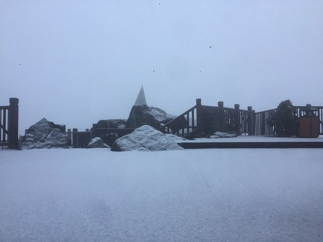 Mưa tuyết xuất hiện trên đỉnh Fansipan - Ảnh 2.
