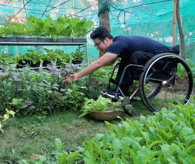 Khu vườn sai trĩu của chàng trai bị liệt hai chân, ngồi trên xe lăn chăm rau, quả mỗi ngày - Ảnh 4.