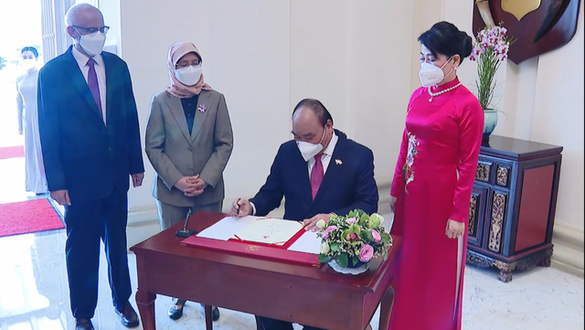 Tổng thống Singapore chủ trì lễ đón trọng thể Chủ tịch nước Nguyễn Xuân Phúc - Ảnh 9.