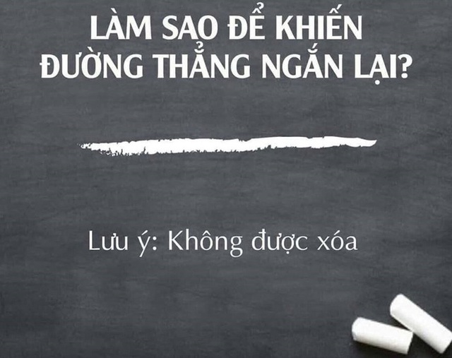 Câu hỏi test IQ: Làm sao để đường thẳng NGẮN lại - Đáp án chỉ người IQ cao biết được! - Ảnh 1.