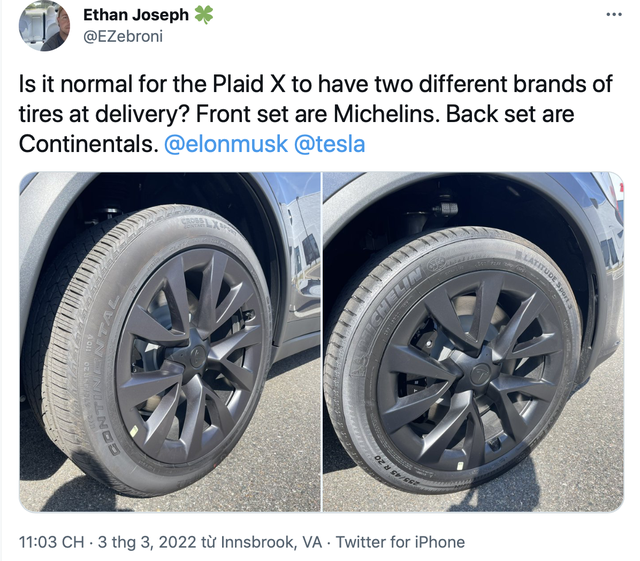 Sự bất cẩn của Tesla lại lên một level mới: Bán chiếc SUV nhanh nhất thế giới, giá 131.000 USD nhưng mỗi bánh một lốp, khách hàng lại phải réo tên Elon Musk ời ời trên MXH - Ảnh 1.