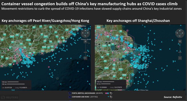 Chuỗi cung ứng toàn cầu lại lâm nguy khi cảng biển Trung Quốc tắc nghẽn vì bùng dịch Covid-19 - Ảnh 1.