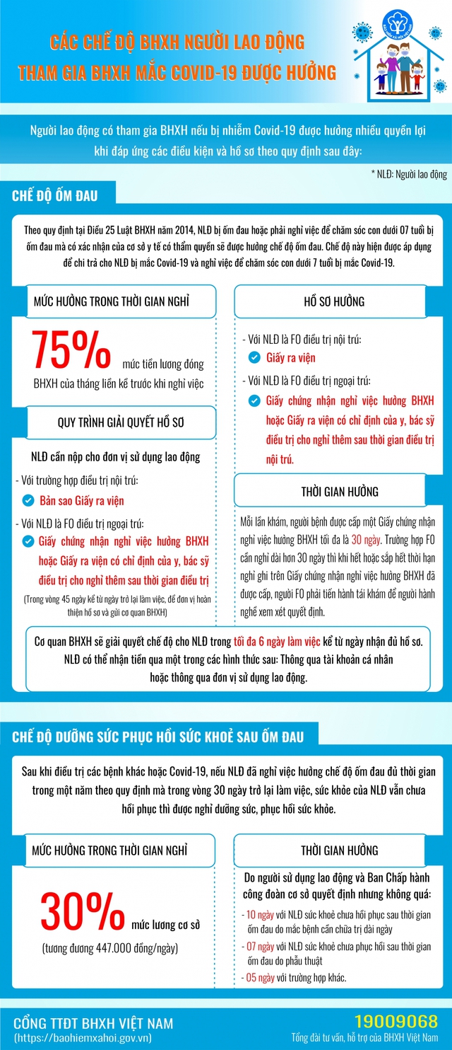 Các chế độ người lao động tham gia BHXH mắc Covid - Ảnh 1.