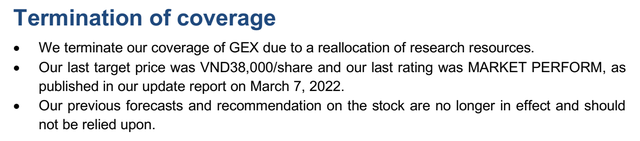 Chứng khoán Bản Việt (VCSC) huỷ tất cả khuyến nghị về cổ phiếu GEX - Ảnh 1.