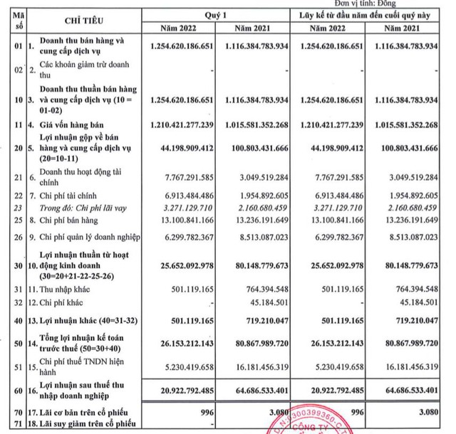 Kim khí Thành phố Hồ Chí Minh (HMC) báo lãi quý 1 đạt 21 tỷ đồng, giảm 68% so với cùng kỳ - Ảnh 1.