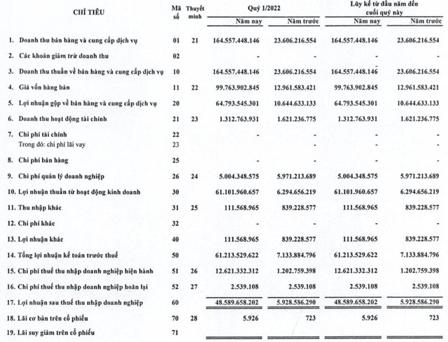 Chủ sở hữu KCN Bàu Xéo (BAX): Quý 1 lãi 49 tỷ đồng, cao gấp 8 lần cùng kỳ - Ảnh 1.