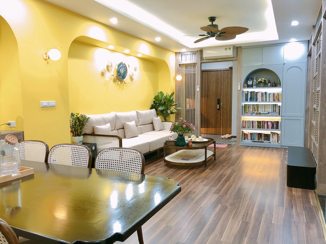Cặp vợ chồng chi gần 1 tỷ đồng để cải tạo lại căn hộ 138m² ở Hà Nội với gam màu vàng vô cùng bắt mắt - Ảnh 7.