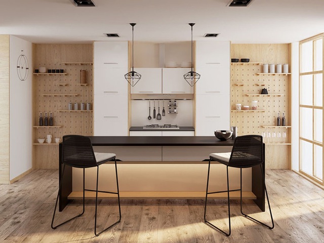 Căn bếp nhỏ đẹp tinh tế và hiện đại vì được sơn trắng toàn bộ không gian kết hợp nội thất gỗ - Ảnh 13.