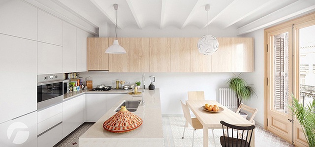 Căn bếp nhỏ đẹp tinh tế và hiện đại vì được sơn trắng toàn bộ không gian kết hợp nội thất gỗ - Ảnh 9.