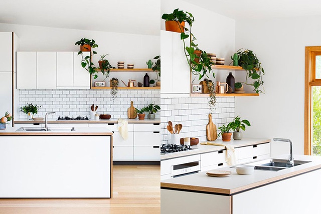 Căn bếp nhỏ đẹp tinh tế và hiện đại vì được sơn trắng toàn bộ không gian kết hợp nội thất gỗ - Ảnh 10.