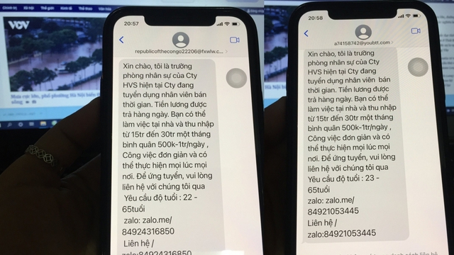 Nở rộ tình trạng lừa đảo qua tin nhắn mời gọi làm việc tại nhà thu nhập cao - Ảnh 1.