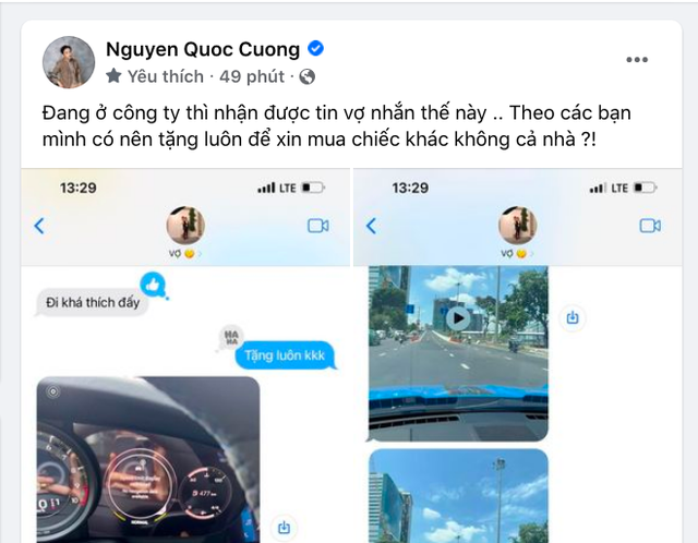 Nhận được tin nhắn từ vợ, doanh nhân Nguyễn Quốc Cường lập tức ngỏ ý tặng chiếc Porsche 911 GT3 vừa mua để xin sắm xe mới - Ảnh 1.
