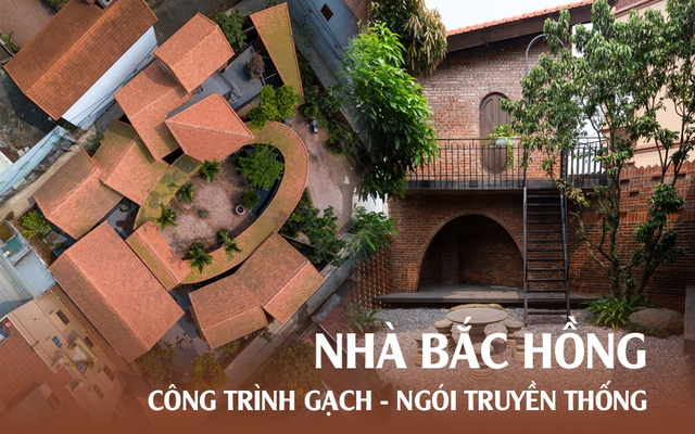 Cận cảnh ngôi nhà thuần gạch - ngói giữa làng cổ Hà Nội lên hẳn trang kiến trúc Mỹ: Rộng 410m2, không gian an yên như tìm về thuở thơ ấu