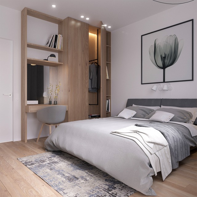 Mách bạn cách thiết kế phòng ngủ 9m² hữu dụng đủ combo giường ngủ, bàn làm việc, tủ quần áo, tủ sách - Ảnh 3.