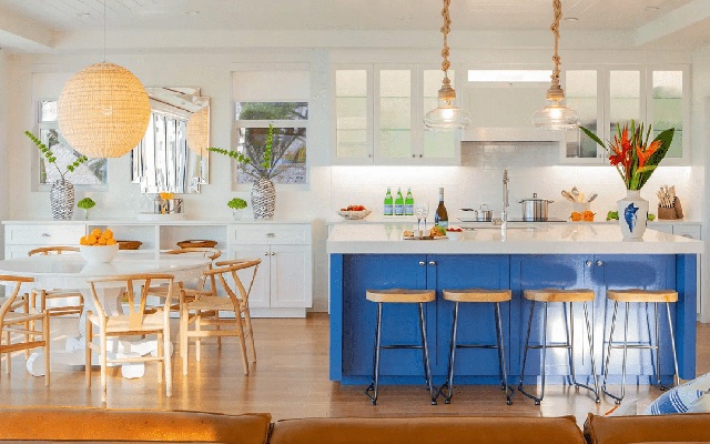 Biến hóa căn bếp gia đình từ phong cách đến không gian với gam màu xanh